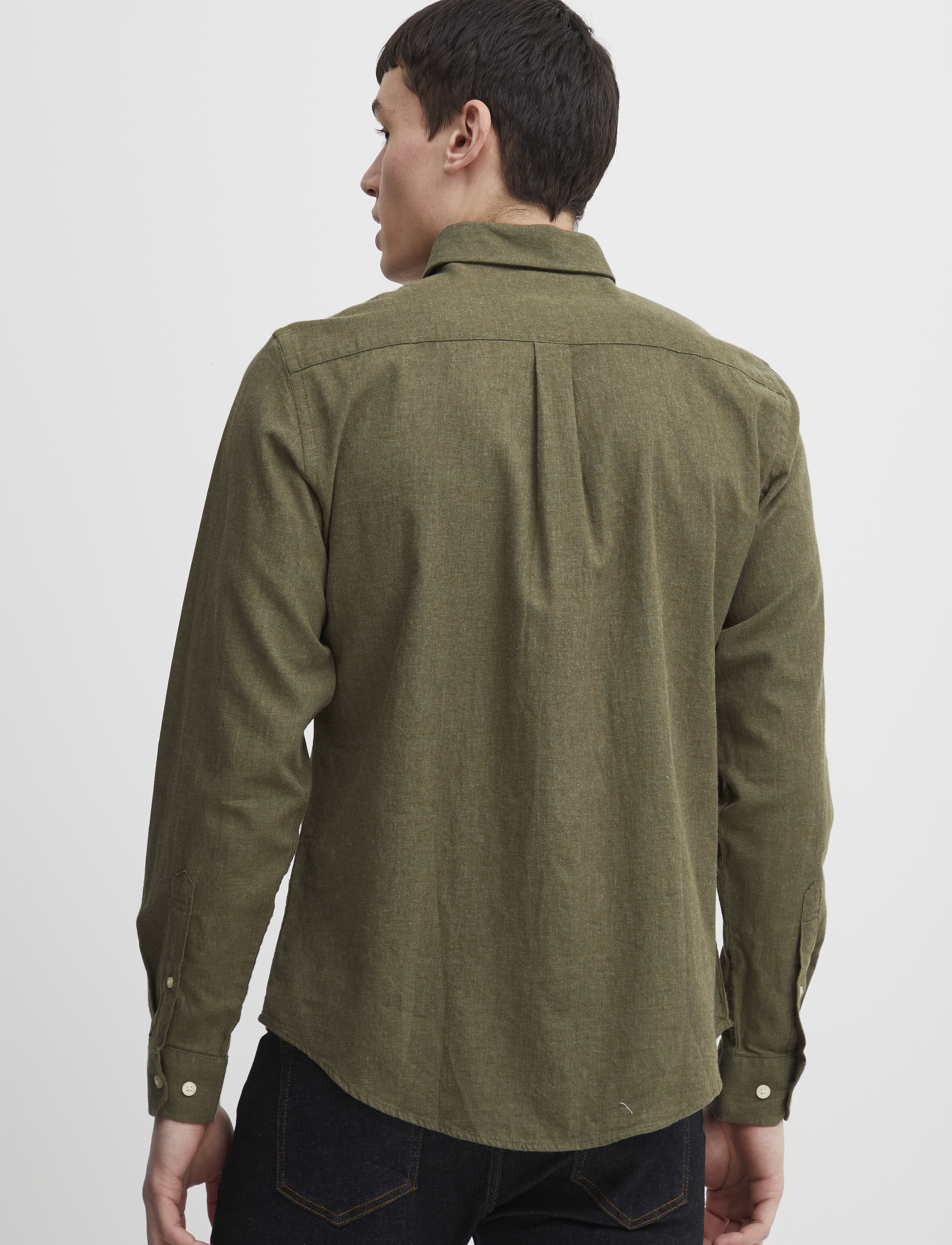 Casual Friday - CFANTON LS BD FIL A FIL SHIRT - laveste priser - burnt olive melange - 5