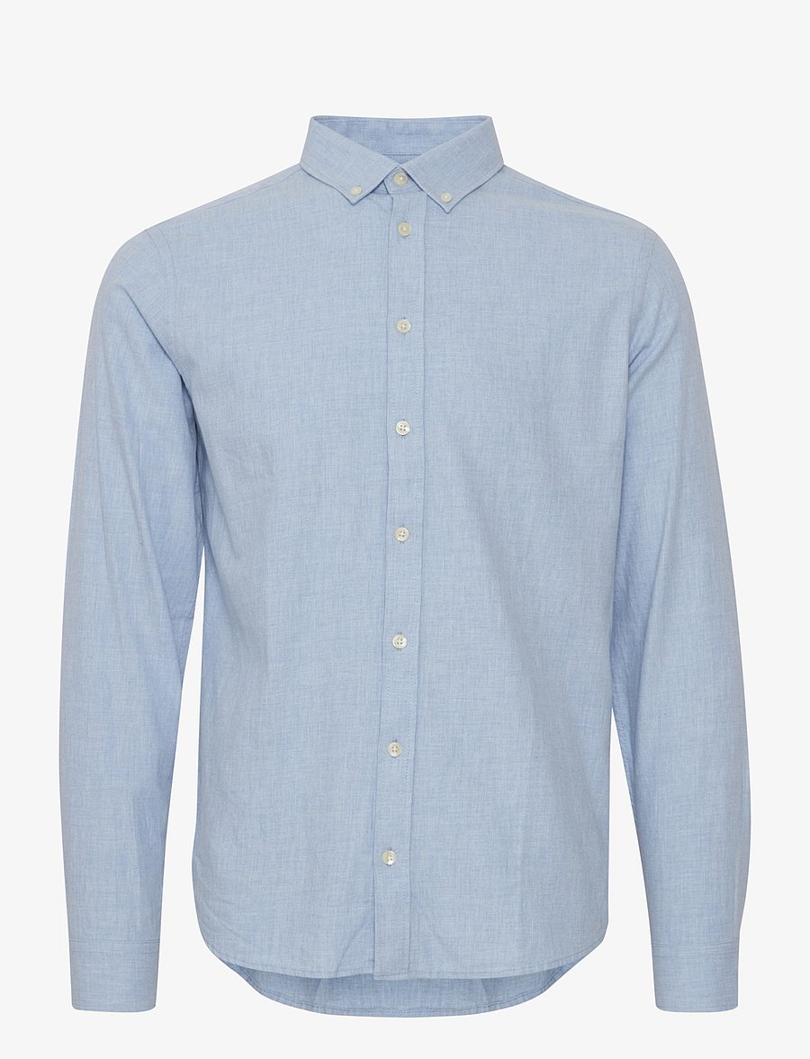 Casual Friday - CFANTON LS BD FIL A FIL SHIRT - linen shirts - chambray blue - 1