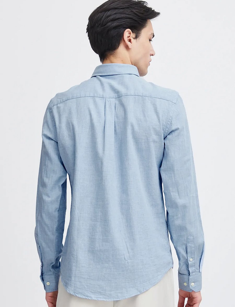 Casual Friday - CFANTON LS BD FIL A FIL SHIRT - linen shirts - chambray blue - 5