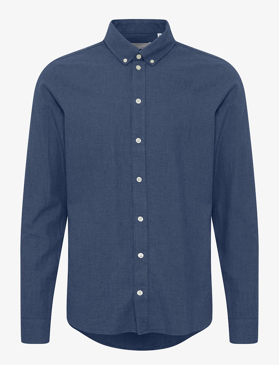 Casual Friday - CFANTON LS BD FIL A FIL SHIRT - linased särgid - dark navy melange - 1