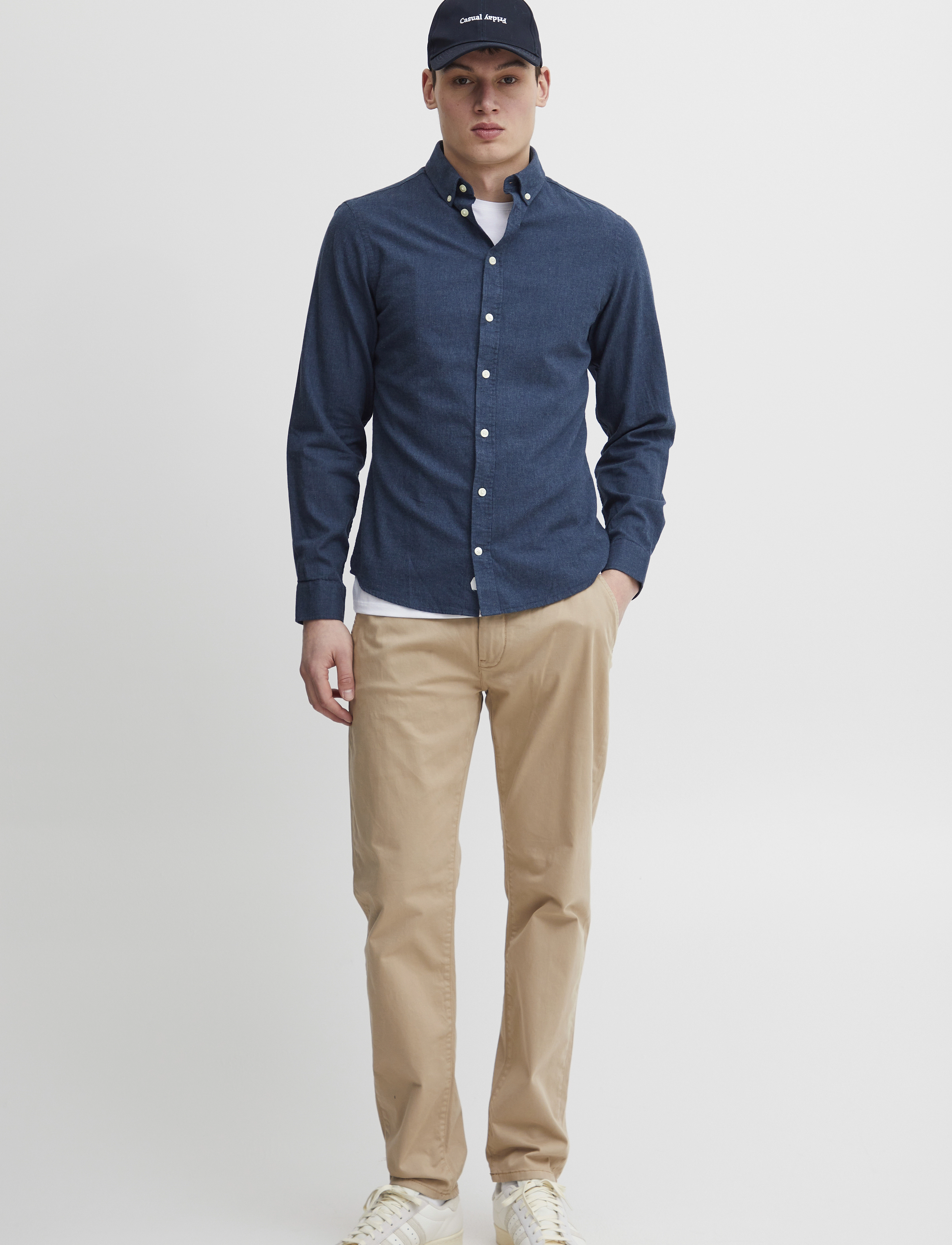 Casual Friday CFANTON LS BD FIL A FIL SHIRT - Leinenhemden - DARK NAVY MELANGE / navy