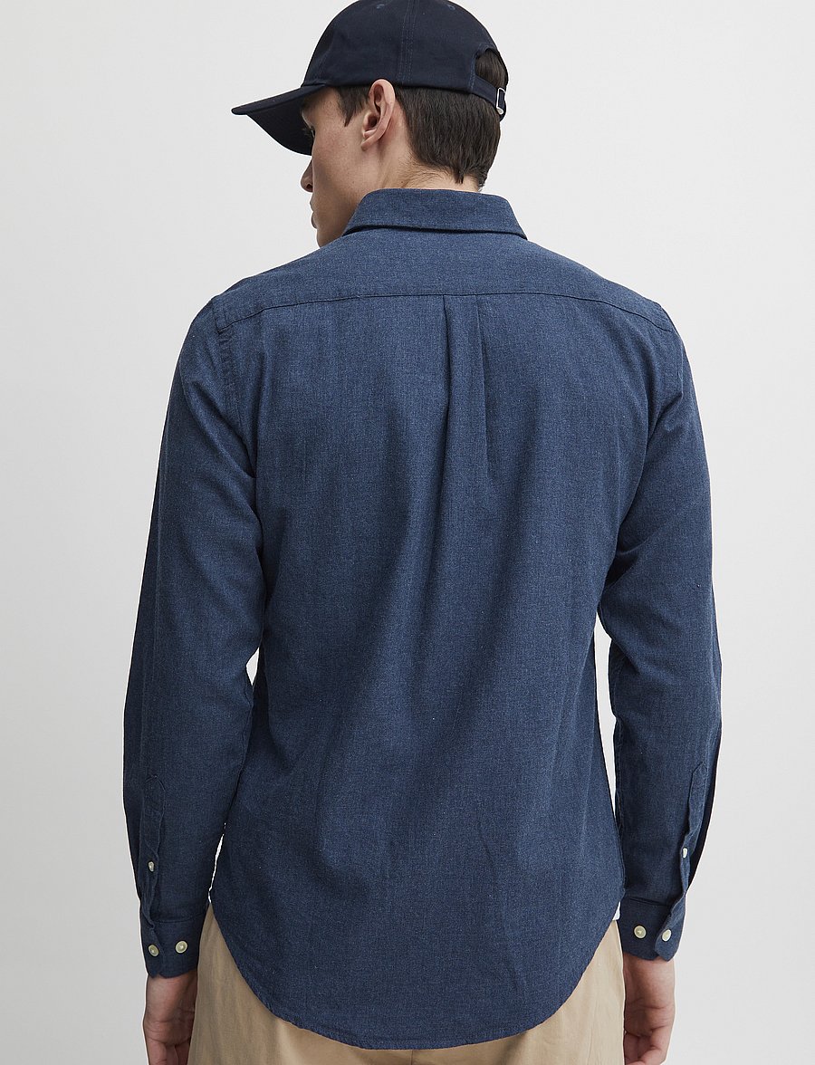Casual Friday - CFANTON LS BD FIL A FIL SHIRT - linased särgid - dark navy melange - 5