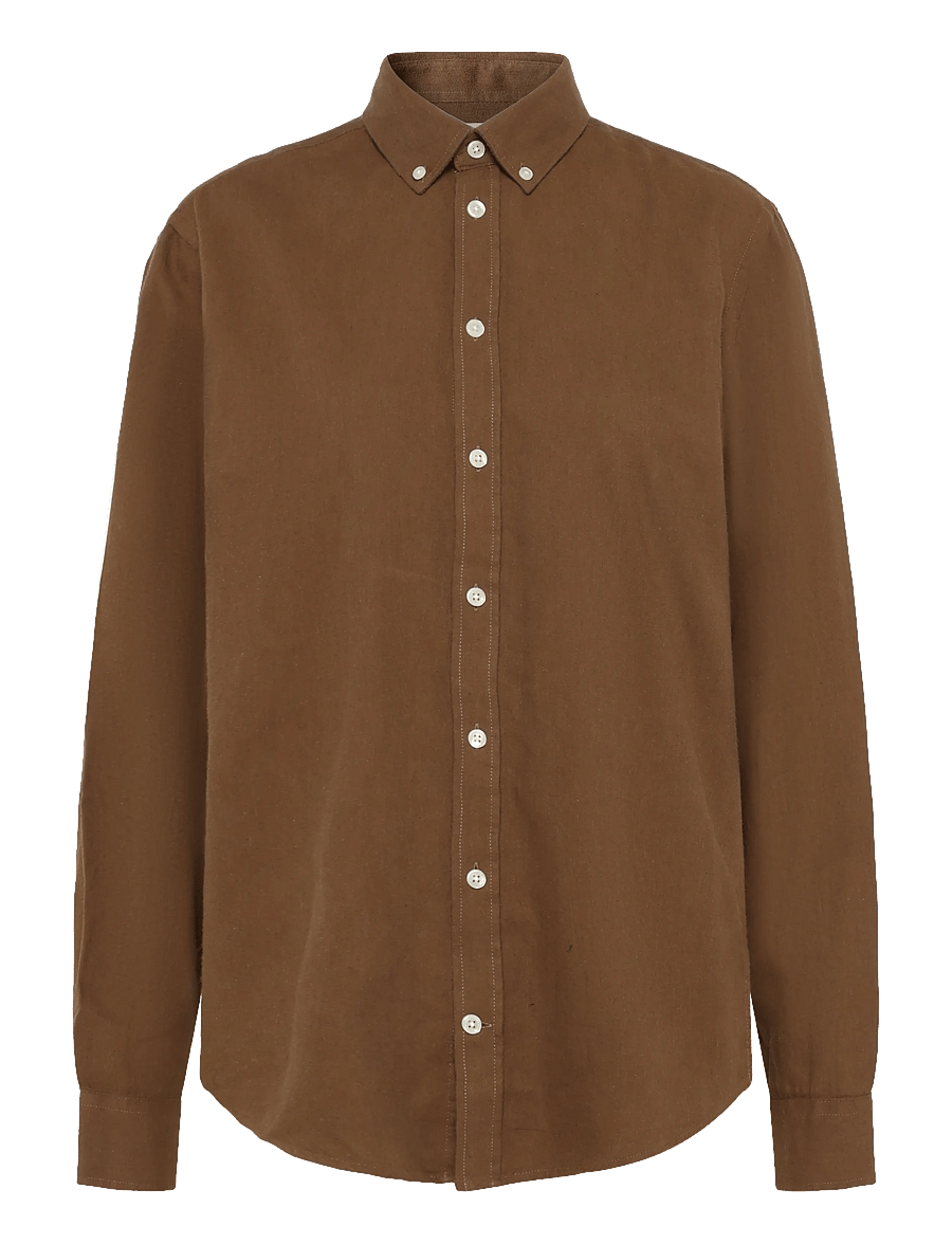 Casual Friday - CFANTON LS BD FIL A FIL SHIRT - leinenhemden - sepia melange - 0