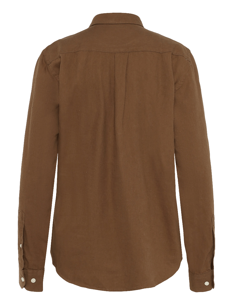 Casual Friday - CFANTON LS BD FIL A FIL SHIRT - leinenhemden - sepia melange - 1