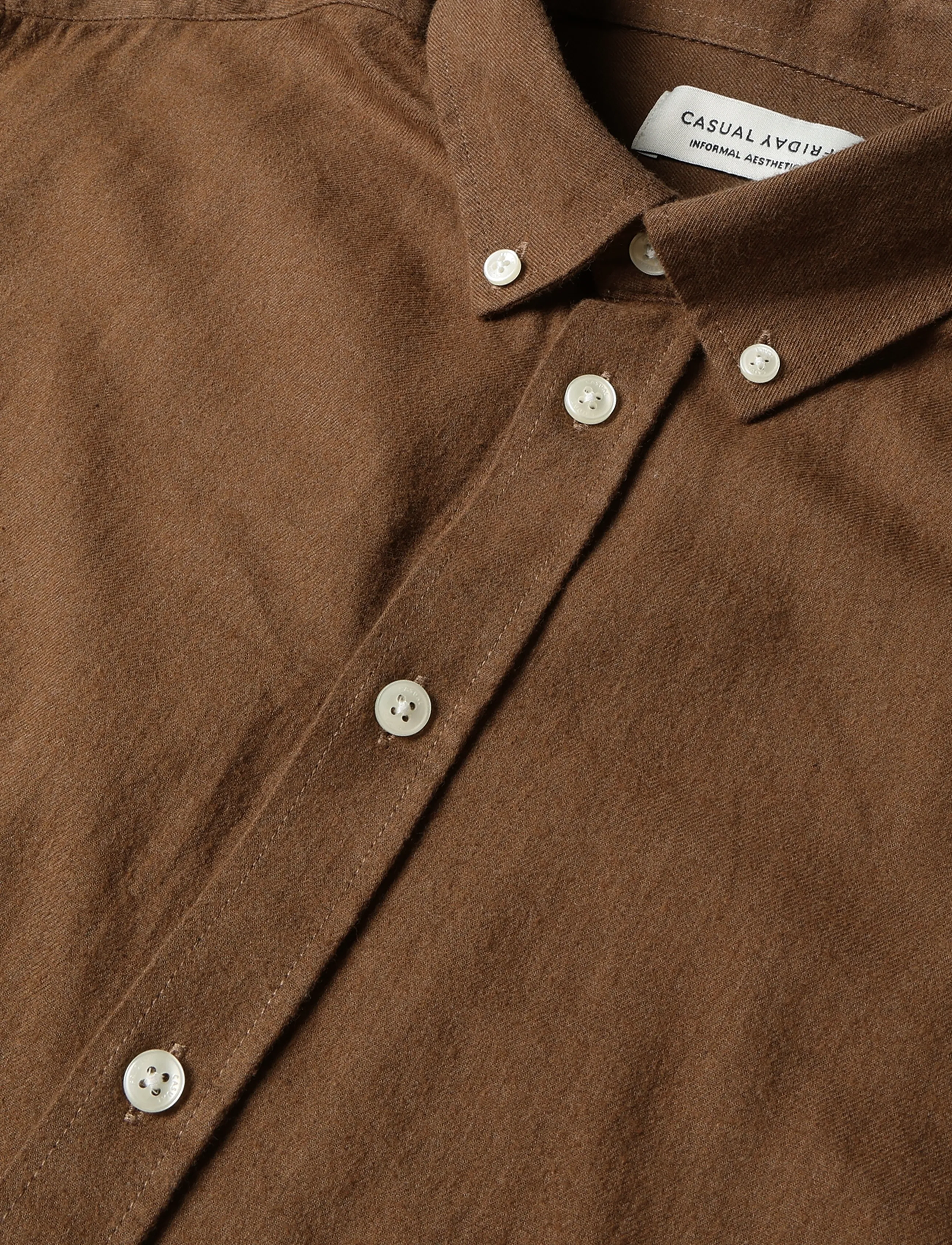 Casual Friday - CFANTON LS BD FIL A FIL SHIRT - leinenhemden - sepia melange - 2