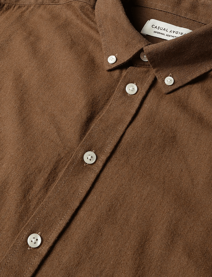 Casual Friday - CFANTON LS BD FIL A FIL SHIRT - leinenhemden - sepia melange - 2