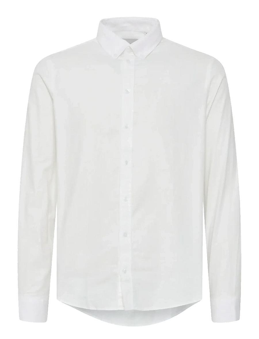 Casual Friday - CFANTON LS BD FIL A FIL SHIRT - leinenhemden - snow white - 1