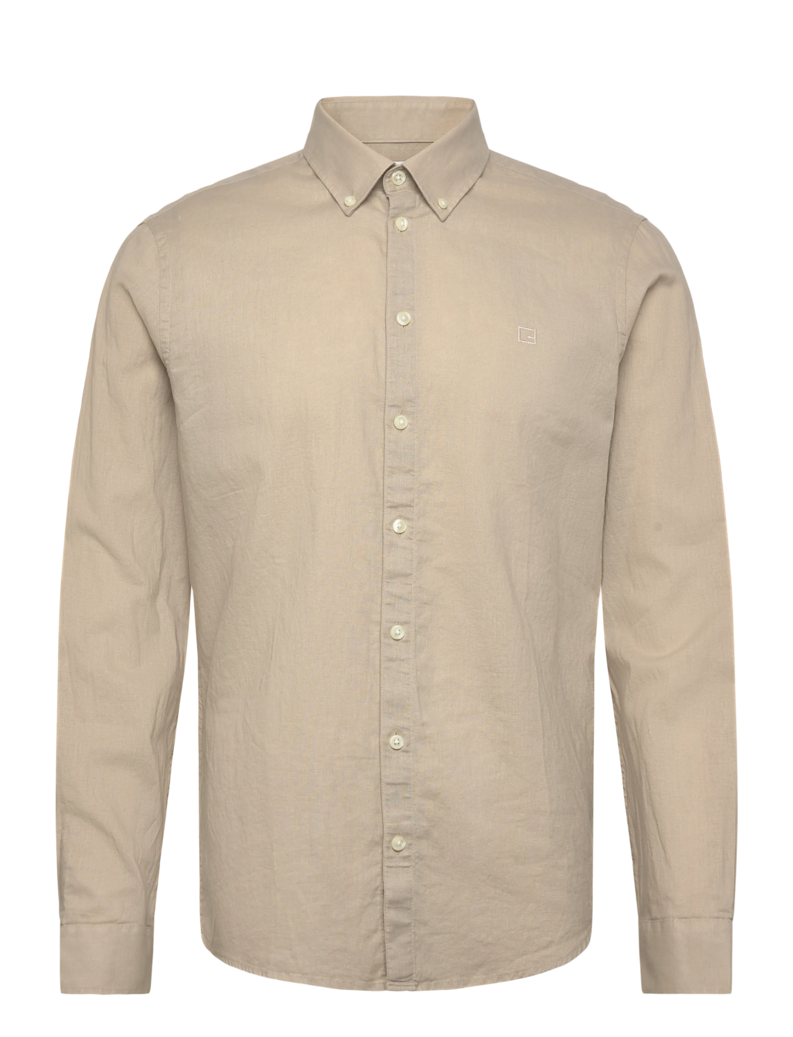 Casual Friday Cfanton Bd Ls Linen Mix, S, Beige, Skjorter > Afslappet, Herre