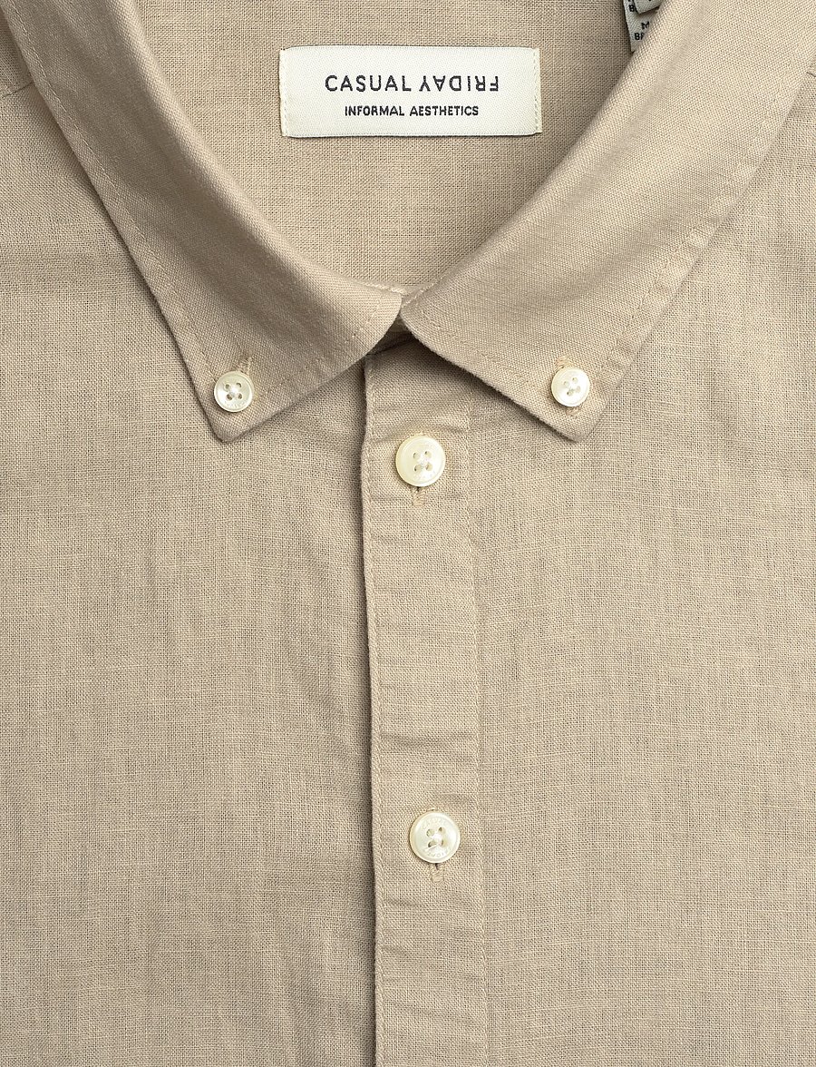Casual Friday - CFANTON BD LS LINEN MIX - hørskjorter - island fossil - 2