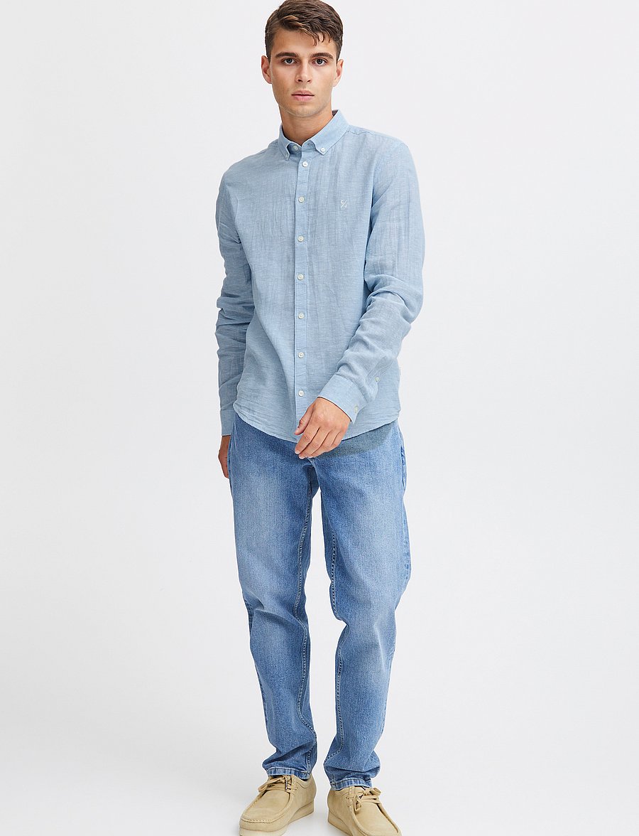 Casual Friday - CFANTON BD LS LINEN MIX - leinenhemden - silver lake blue - 0