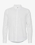 CFAnton 0053 BD LS linen mix shirt - SNOW WHITE