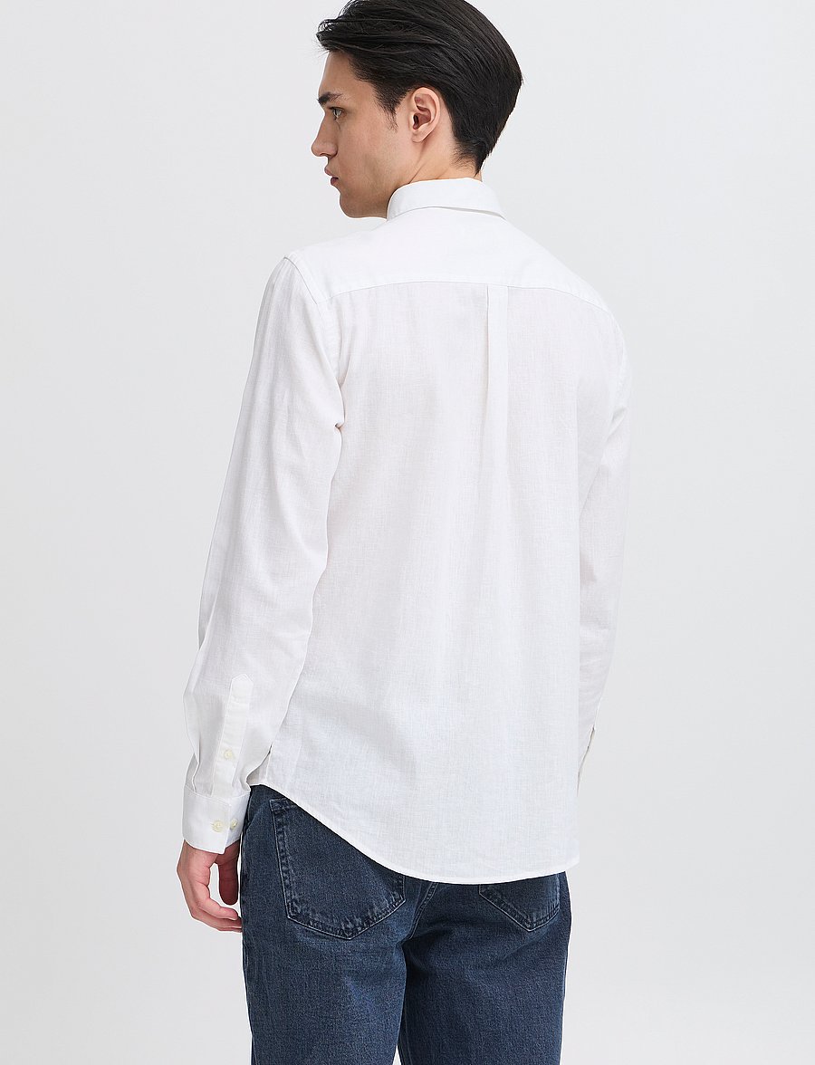 Casual Friday - CFANTON BD LS LINEN MIX - hørskjorter - snow white - 5