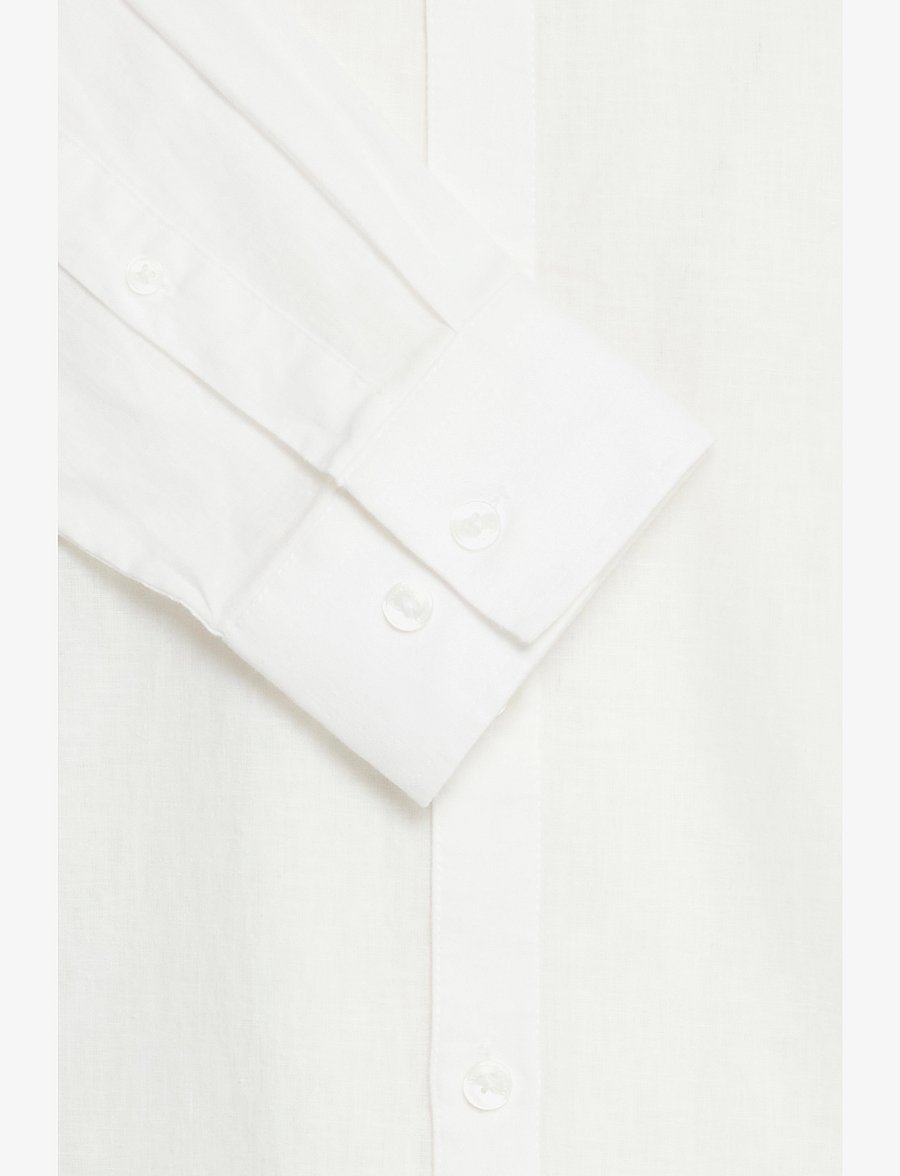 Casual Friday - CFANTON BD LS LINEN MIX - hørskjorter - snow white - 3