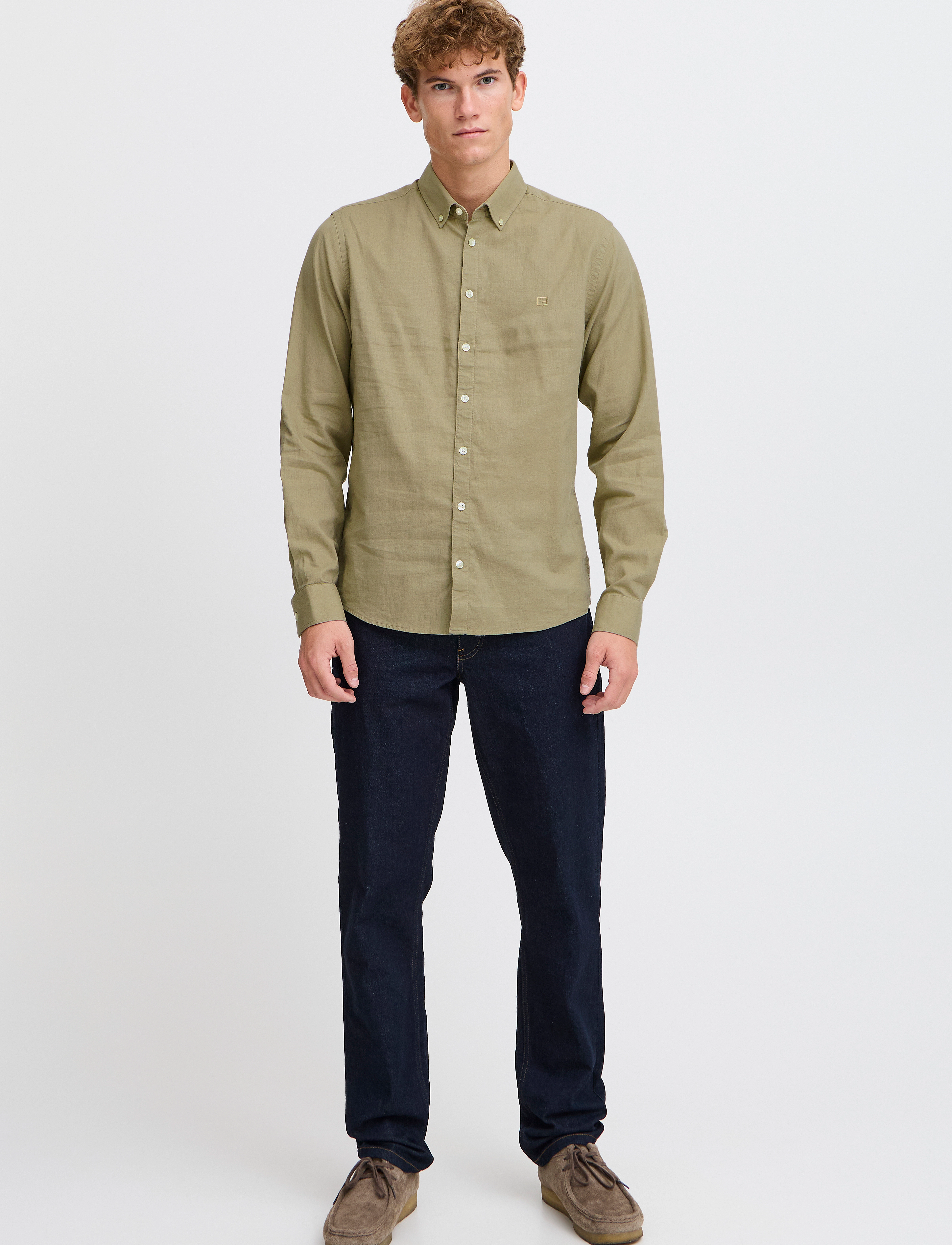Casual Friday CFANTON BD LS LINEN MIX - Linen shirts - TREE HOUSE / khaki/green