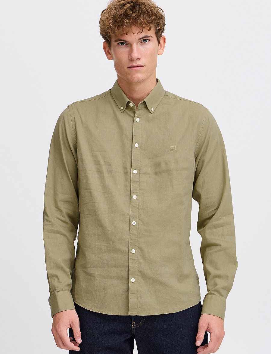 Casual Friday - CFANTON BD LS LINEN MIX - hørskjorter - tree house - 4