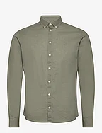 CFAnton 0053 BD LS linen mix shirt - VETIVER