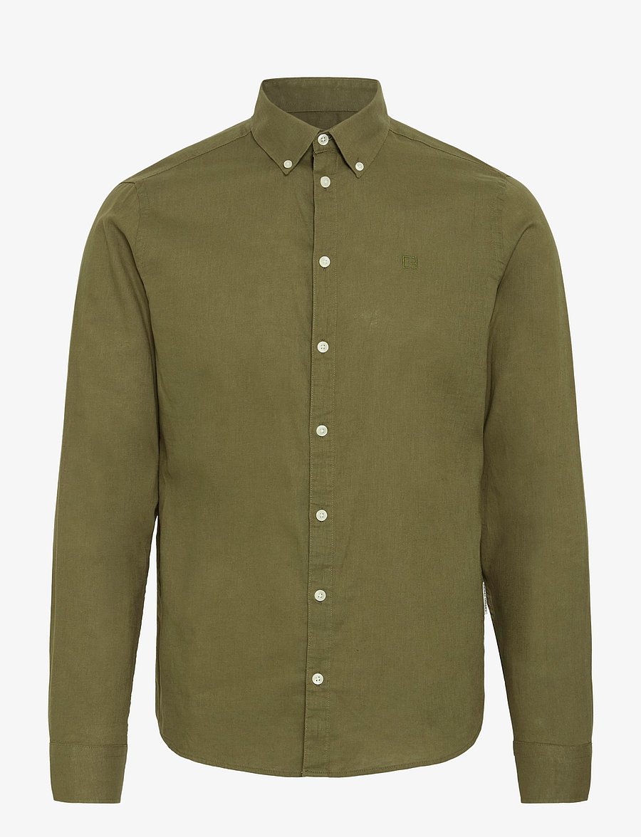 Casual Friday - CFANTON BD LS LINEN MIX - hørskjorter - winter moss - 1