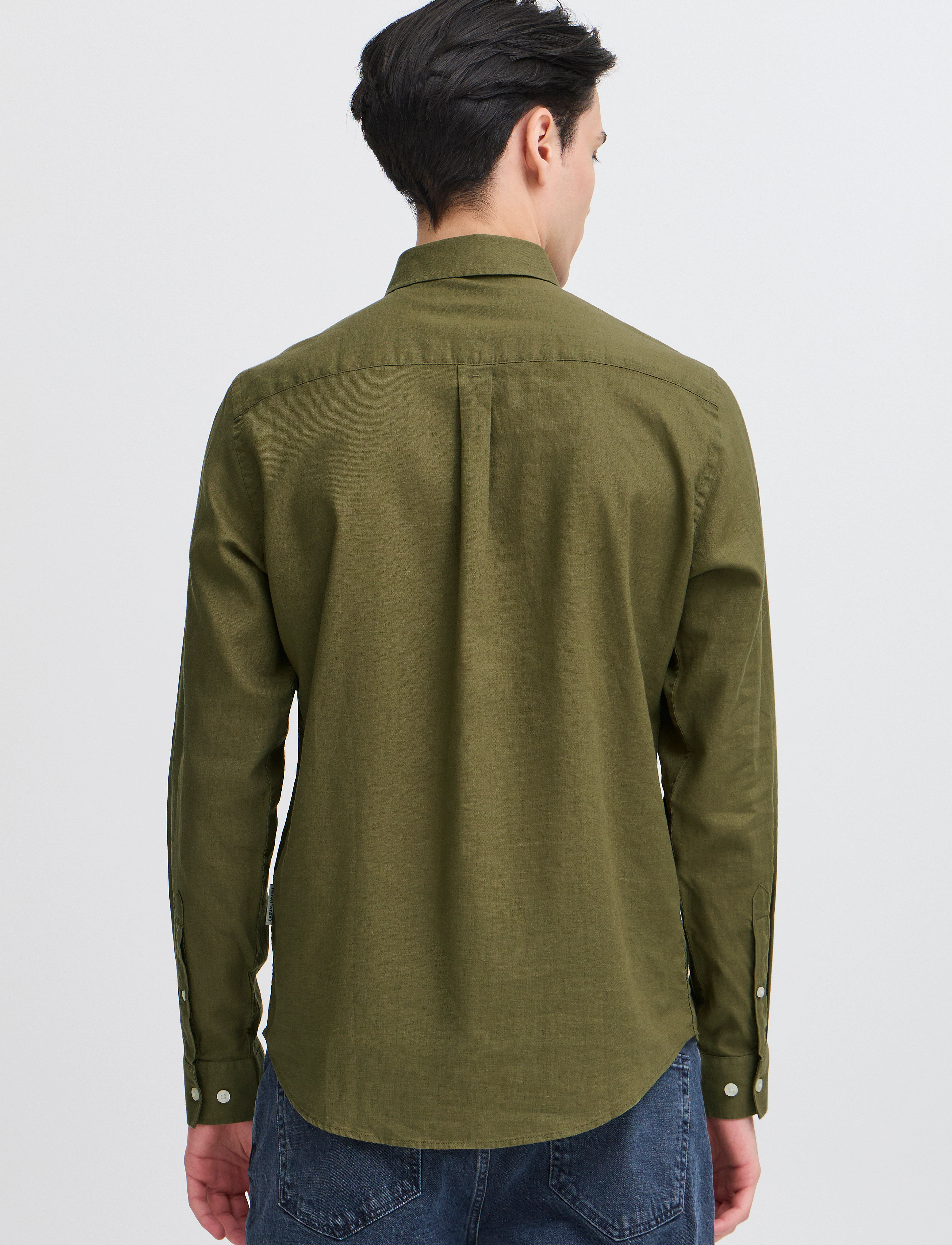 Casual Friday - CFANTON BD LS LINEN MIX - hørskjorter - winter moss - 4