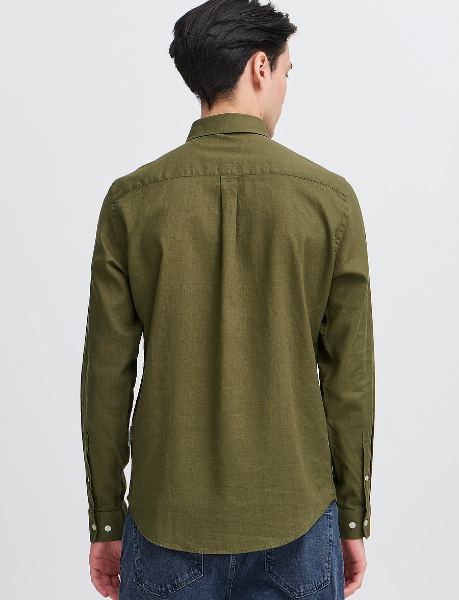 Casual Friday - CFANTON BD LS LINEN MIX - hørskjorter - winter moss - 4