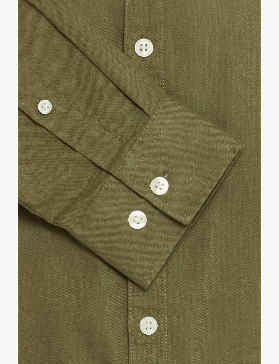Casual Friday - CFANTON BD LS LINEN MIX - hørskjorter - winter moss - 3