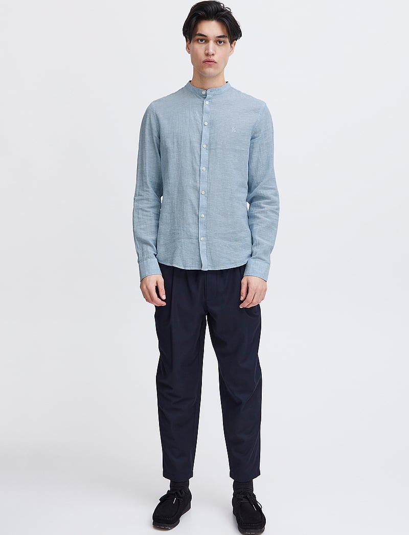 Casual Friday - CFANTON 0053 CC LS linen mix shirt - hørskjorter - silver lake blue - 0