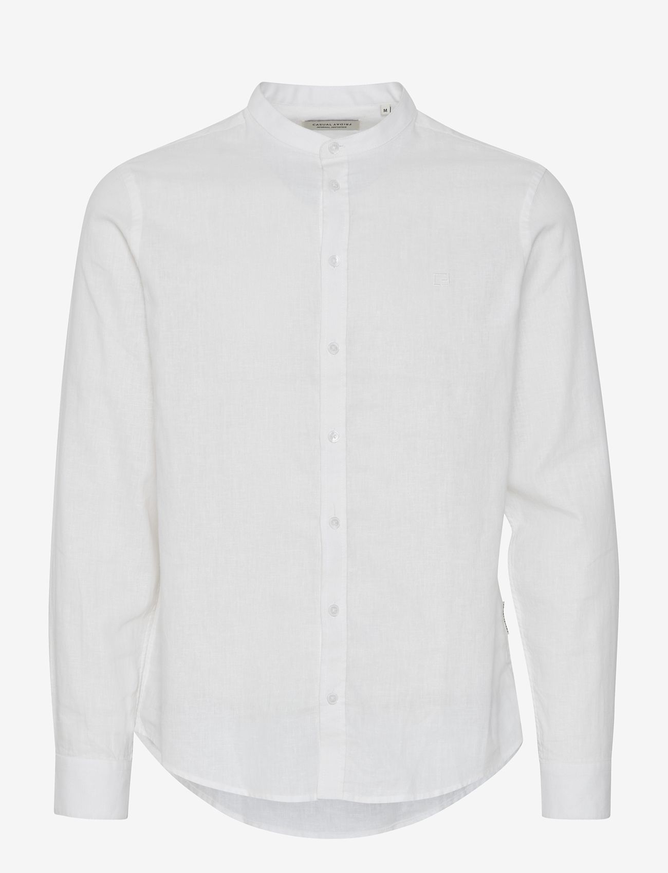 Casual Friday - CFANTON 0053 CC LS linen mix shirt - linneskjortor - snow white - 1