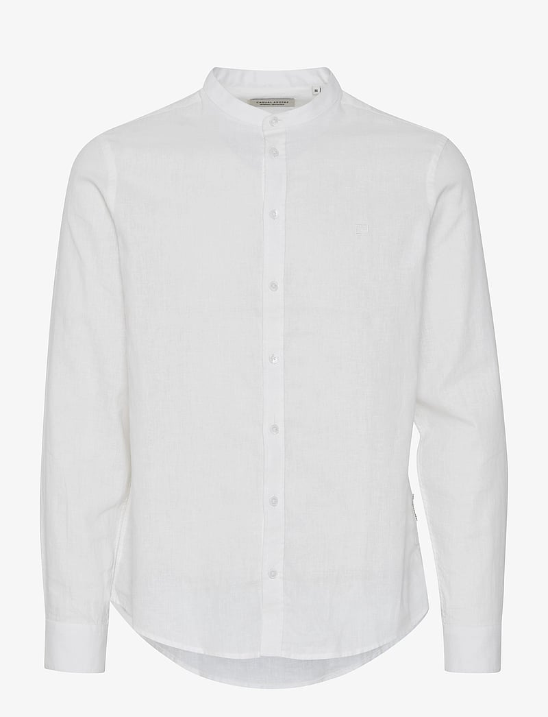 Casual Friday - CFANTON 0053 CC LS linen mix shirt - linneskjortor - snow white - 1