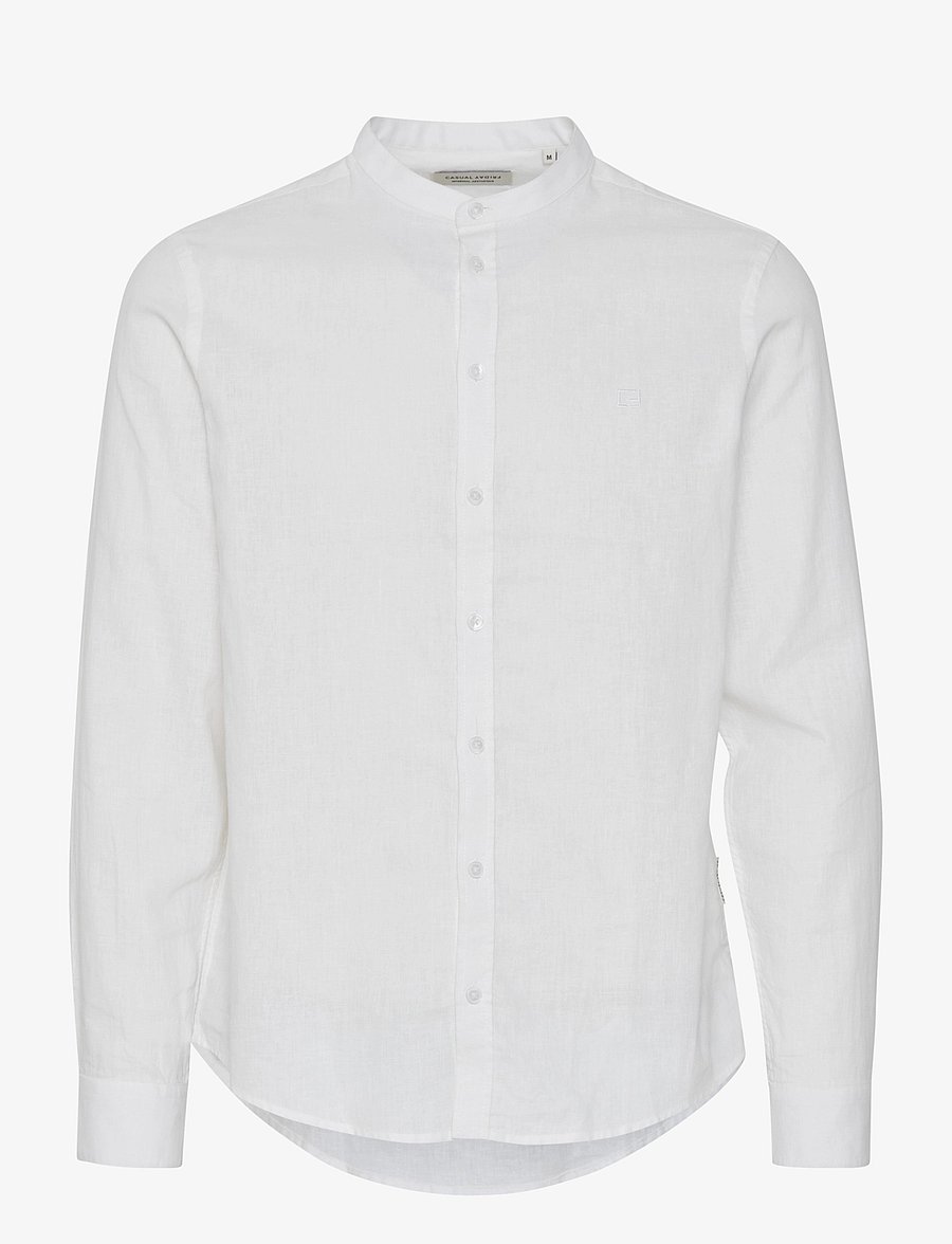 Casual Friday - CFANTON 0053 CC LS linen mix shirt - hørskjorter - snow white - 1