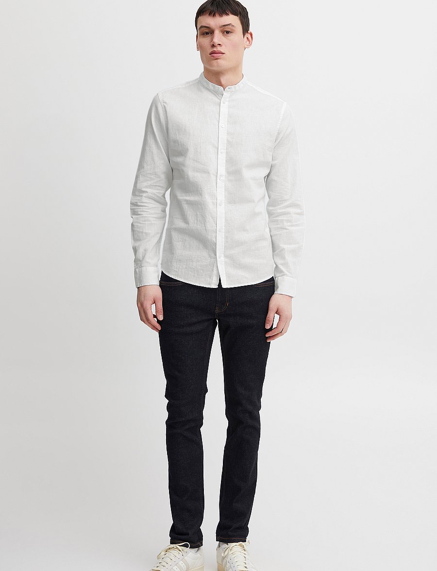 Casual Friday - CFANTON 0053 CC LS linen mix shirt - hørskjorter - snow white - 0