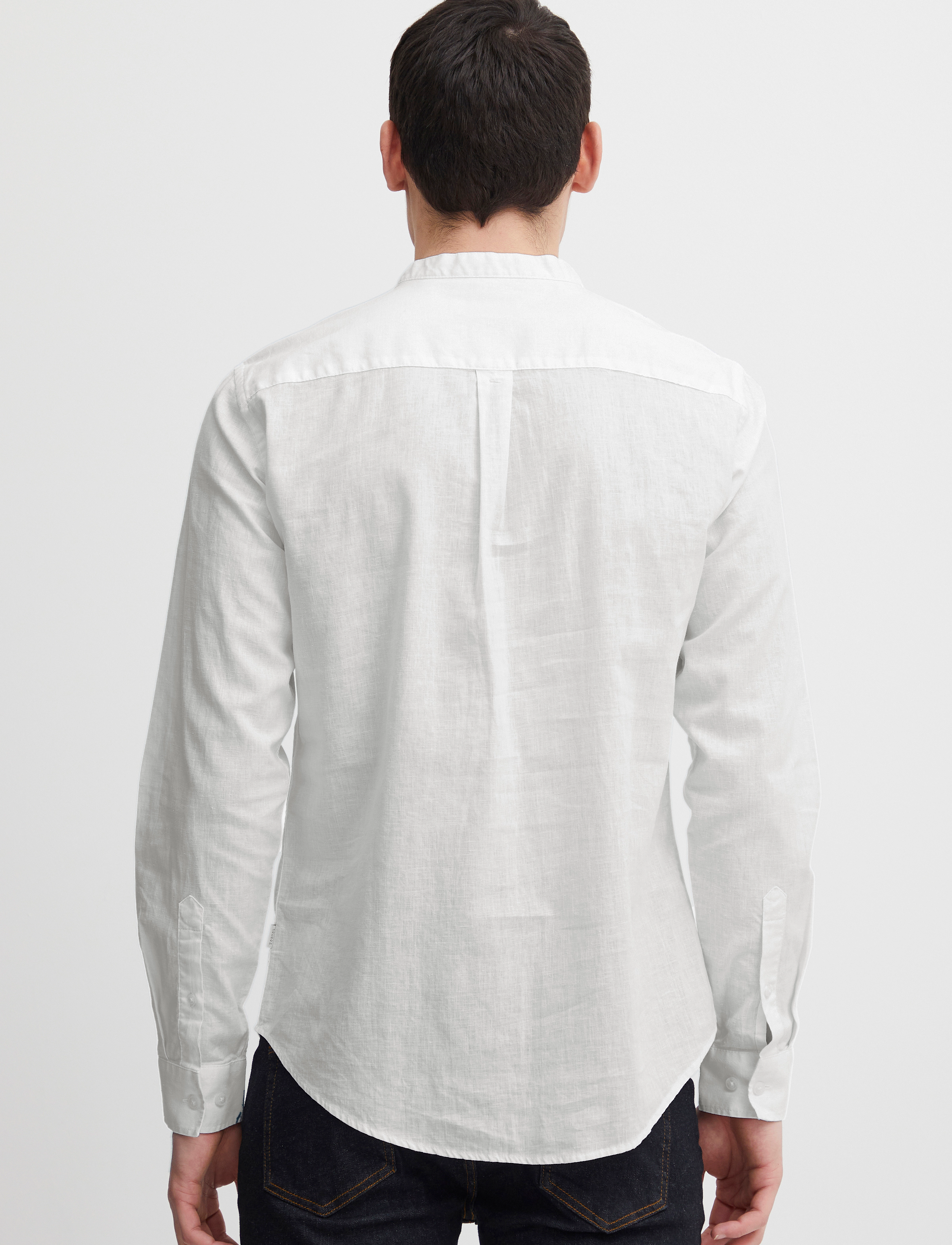 Casual Friday - CFANTON 0053 CC LS linen mix shirt - hørskjorter - snow white - 4