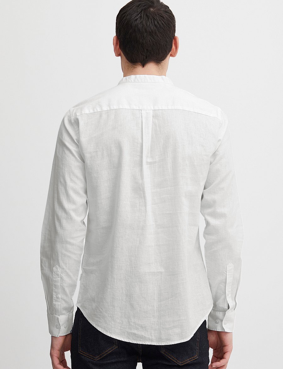 Casual Friday - CFANTON 0053 CC LS linen mix shirt - hørskjorter - snow white - 4