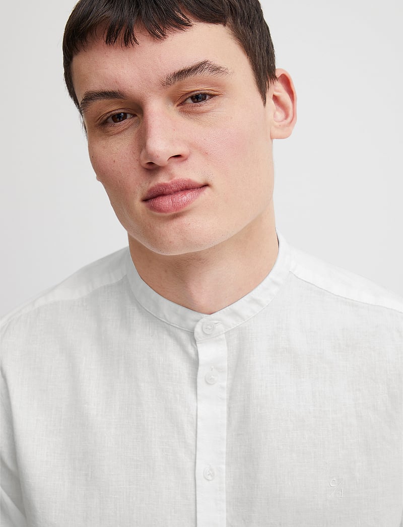 Casual Friday - CFANTON 0053 CC LS linen mix shirt - linneskjortor - snow white - 5