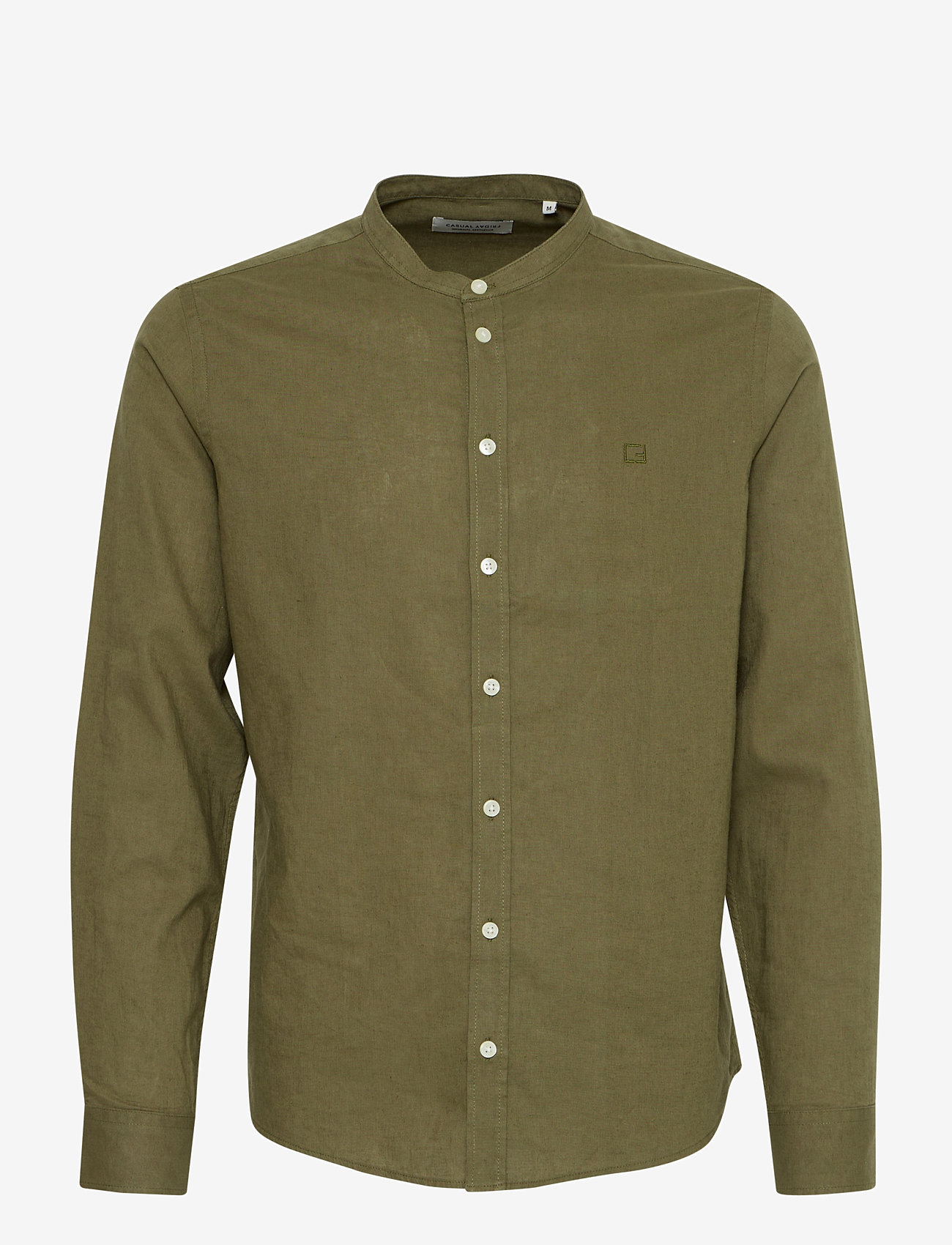 Casual Friday - CFANTON 0053 CC LS linen mix shirt - hørskjorter - winter moss - 1
