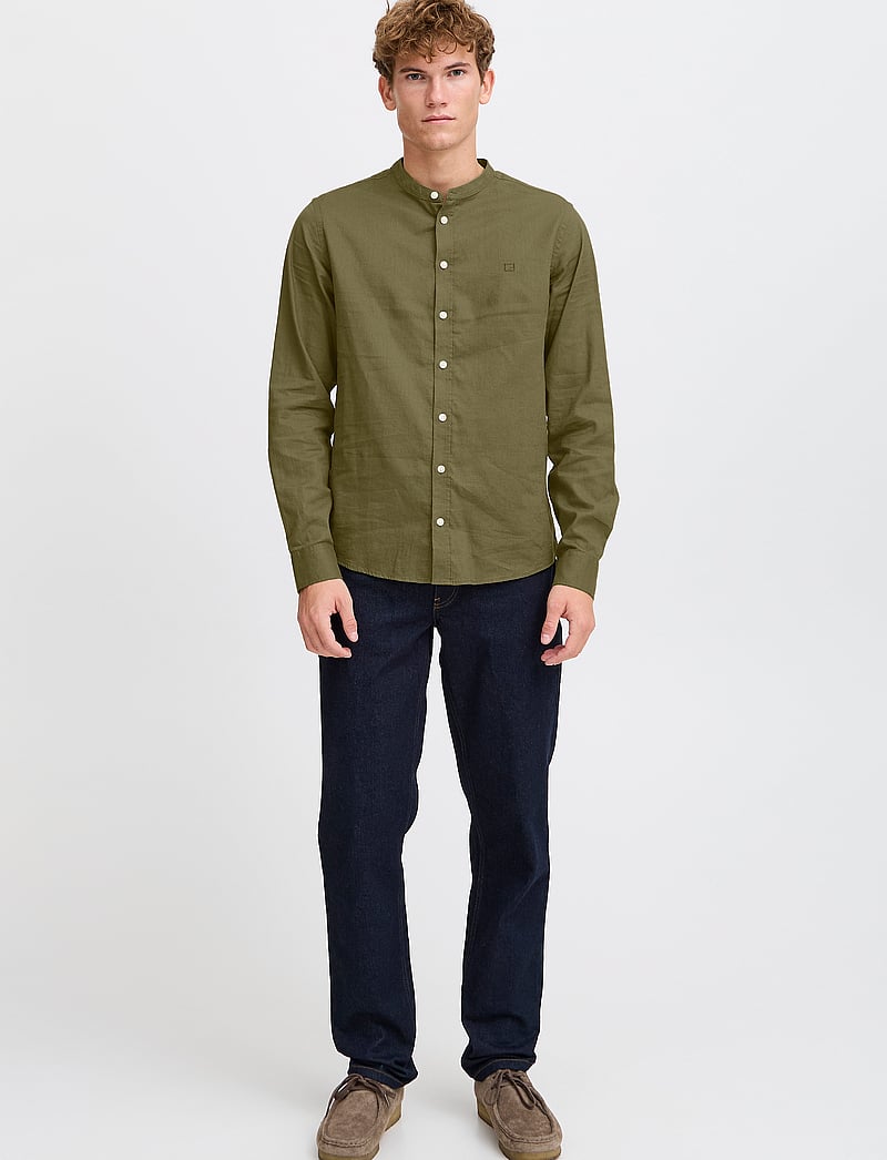 Casual Friday - CFANTON 0053 CC LS linen mix shirt - hørskjorter - winter moss - 0