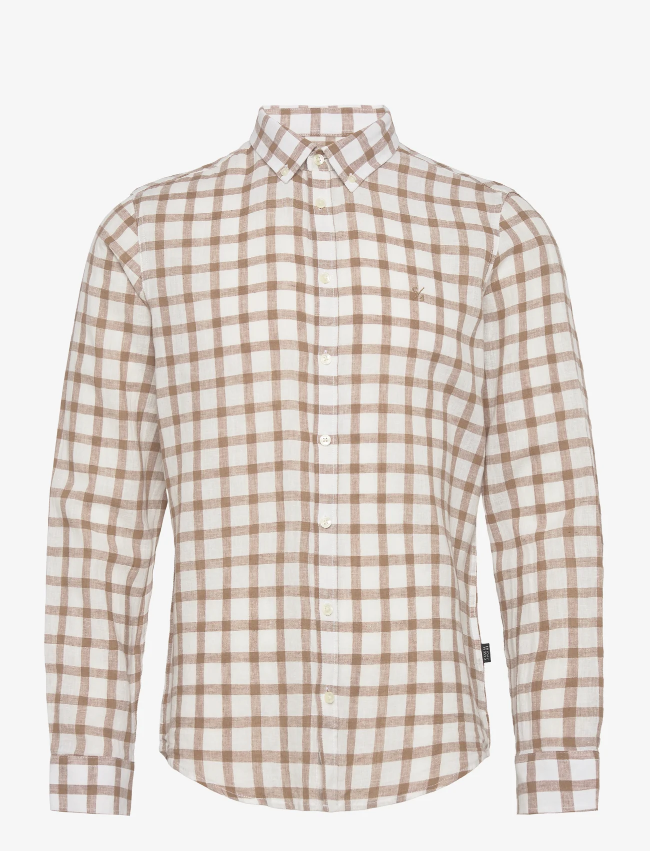 Casual Friday - CFAnton 0053 LS BD check linen mix - checkered shirts - ecru - 0