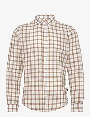 Casual Friday - CFAnton 0053 LS BD check linen mix - checkered shirts - ecru - 0
