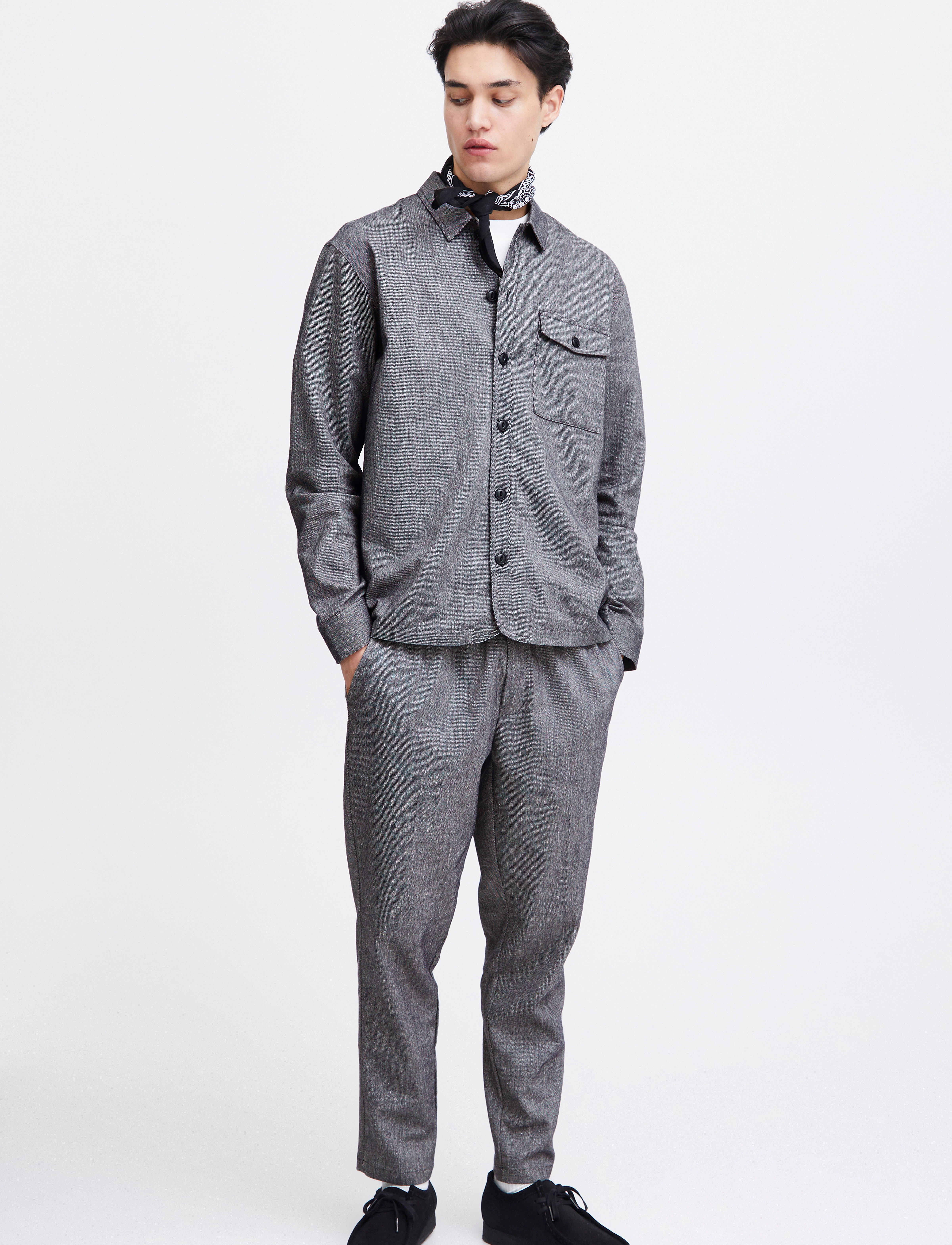 Casual Friday CFPILOU 0066 drawstring linen mix p - Winter deals - DARK NAVY MELANGE / navy