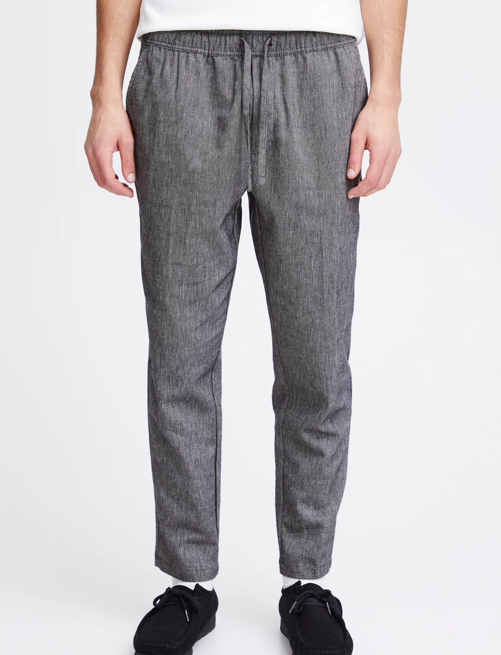 Casual Friday - CFPilou 0066 drawstring linen mix p - linnebyxor - dark navy melange - 4