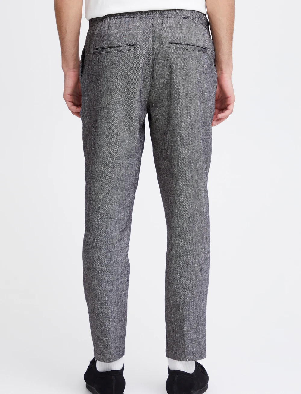 Casual Friday - CFPilou 0066 drawstring linen mix p - linnebyxor - dark navy melange - 5