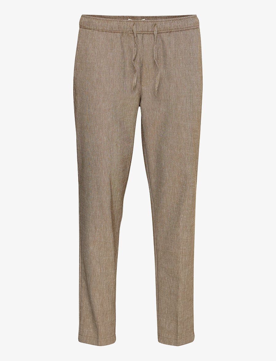 Casual Friday - CFPILOU 0066 drawstring linen mix p - linnebyxor - kangaroo melange - 1