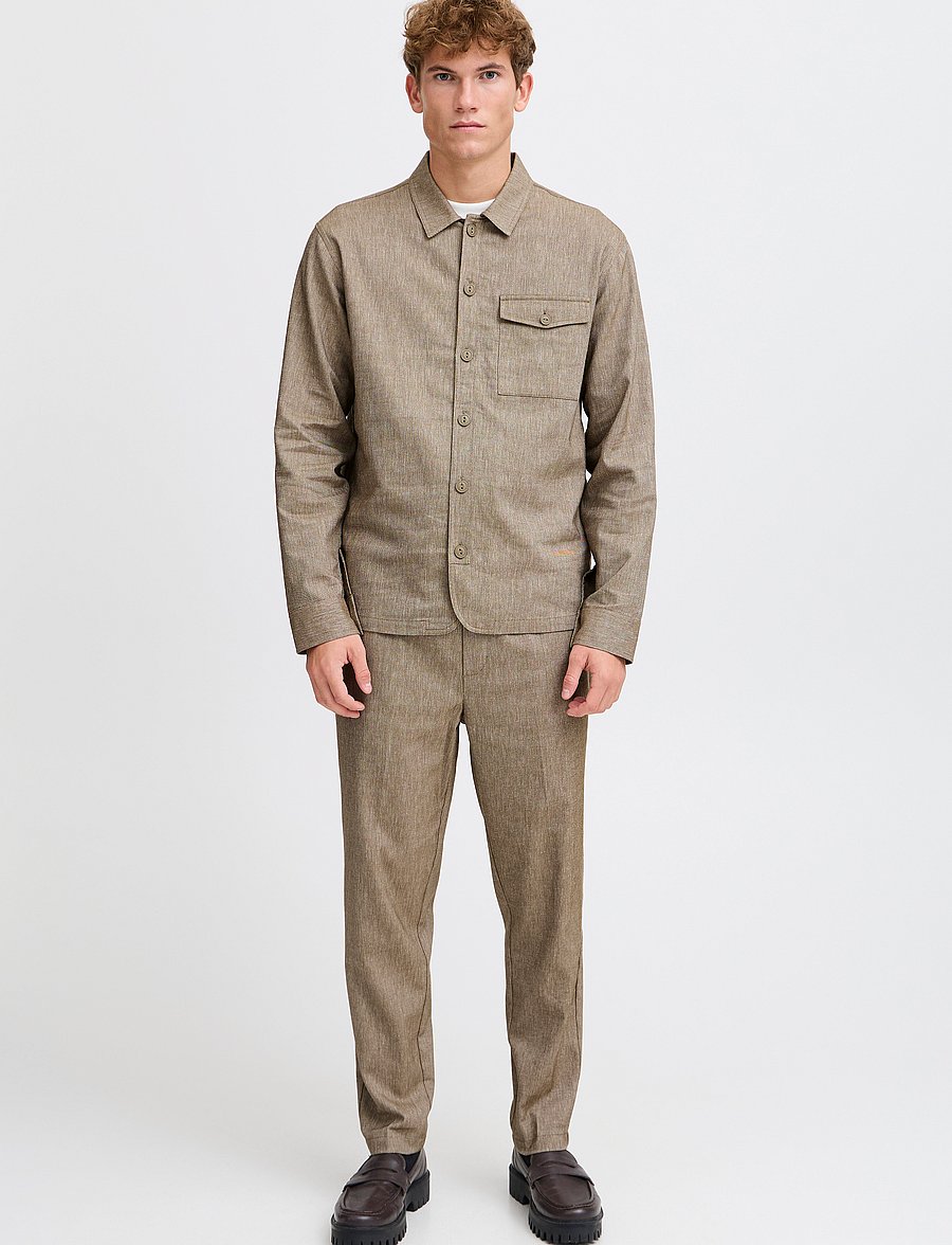 Casual Friday - CFPILOU 0066 drawstring linen mix p - linnebyxor - kangaroo melange - 0