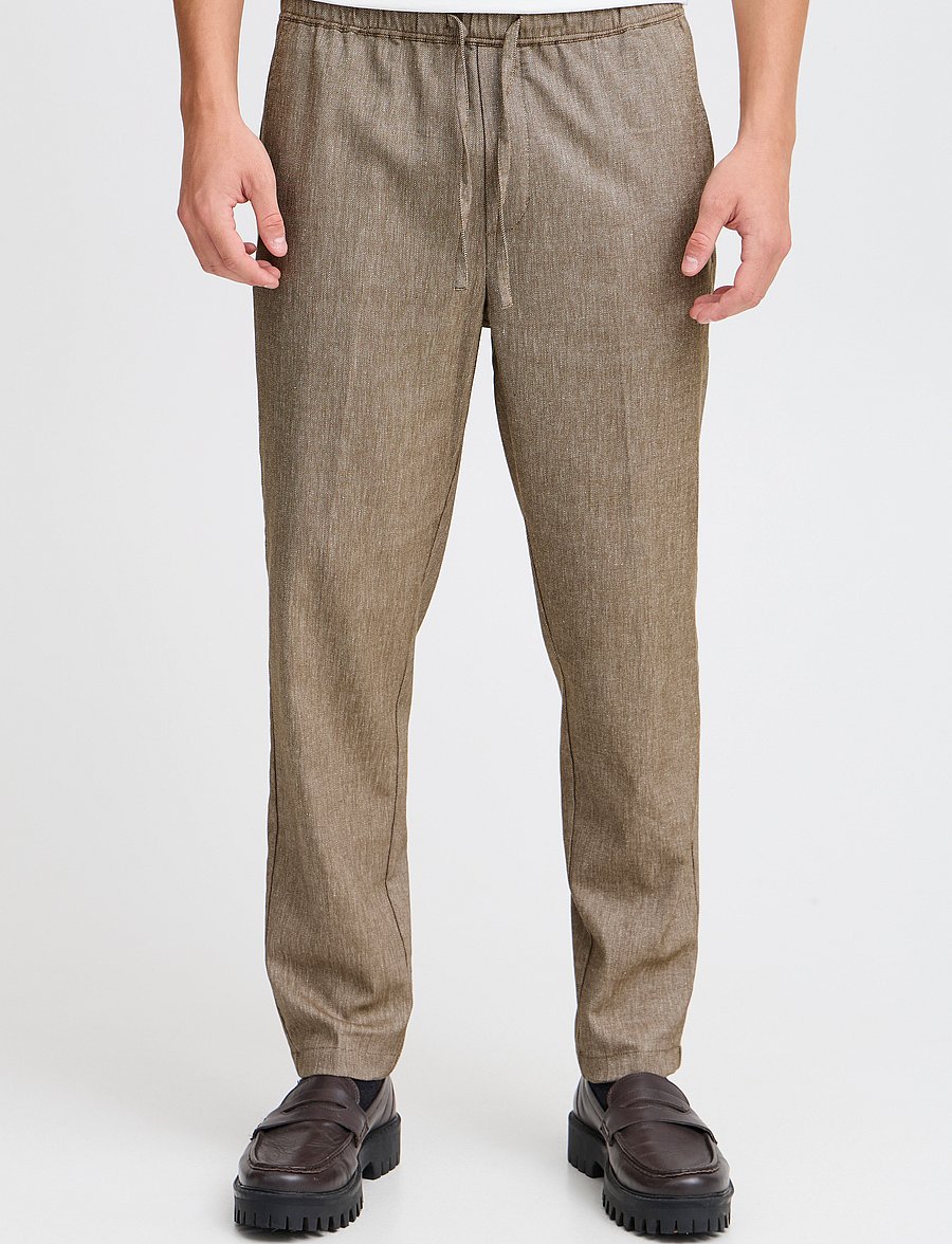 Casual Friday - CFPILOU 0066 drawstring linen mix p - linnebyxor - kangaroo melange - 4