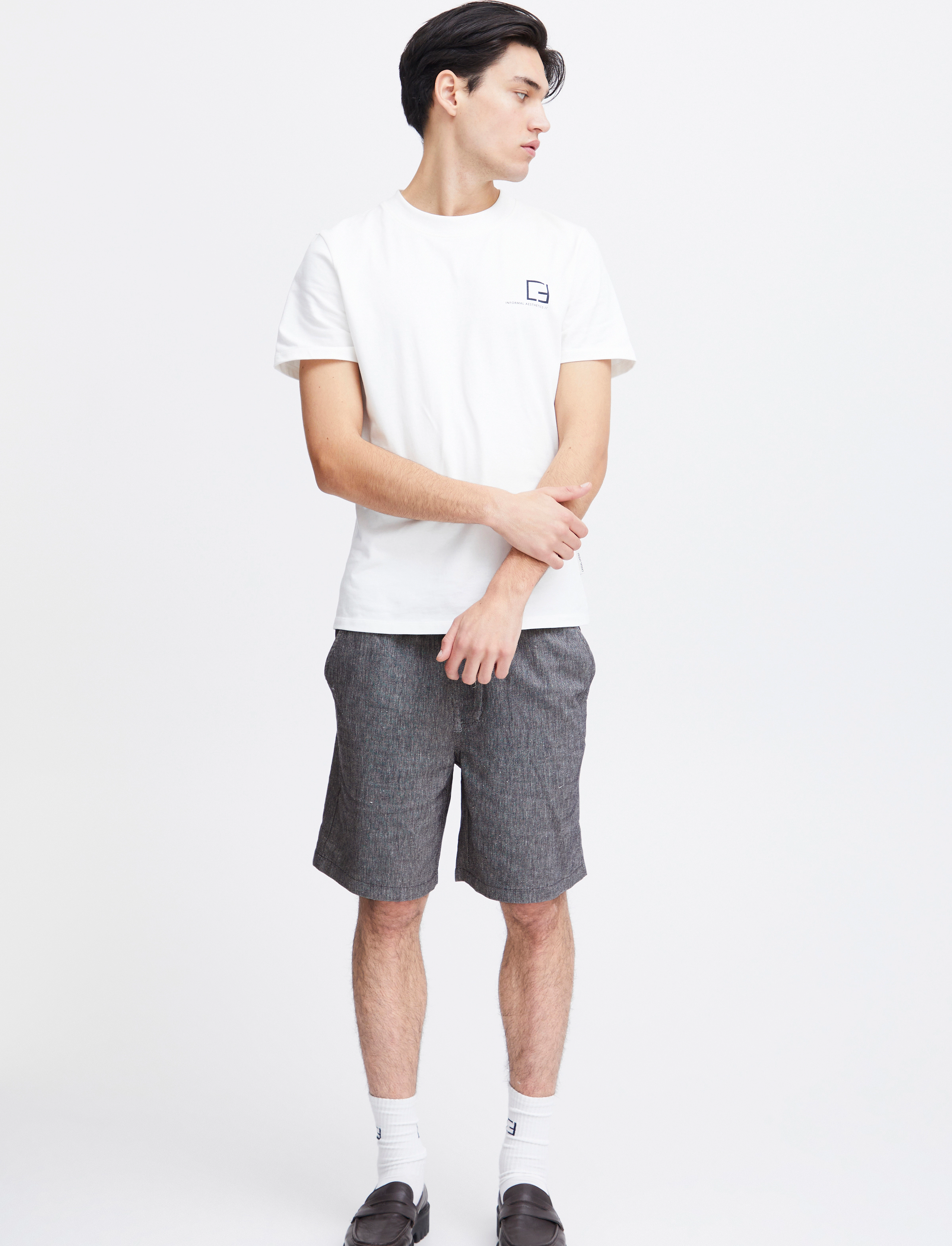 Casual Friday CFPHELIX 0066 linen mix shorts - Kollektionen - DARK NAVY MELANGE / grey