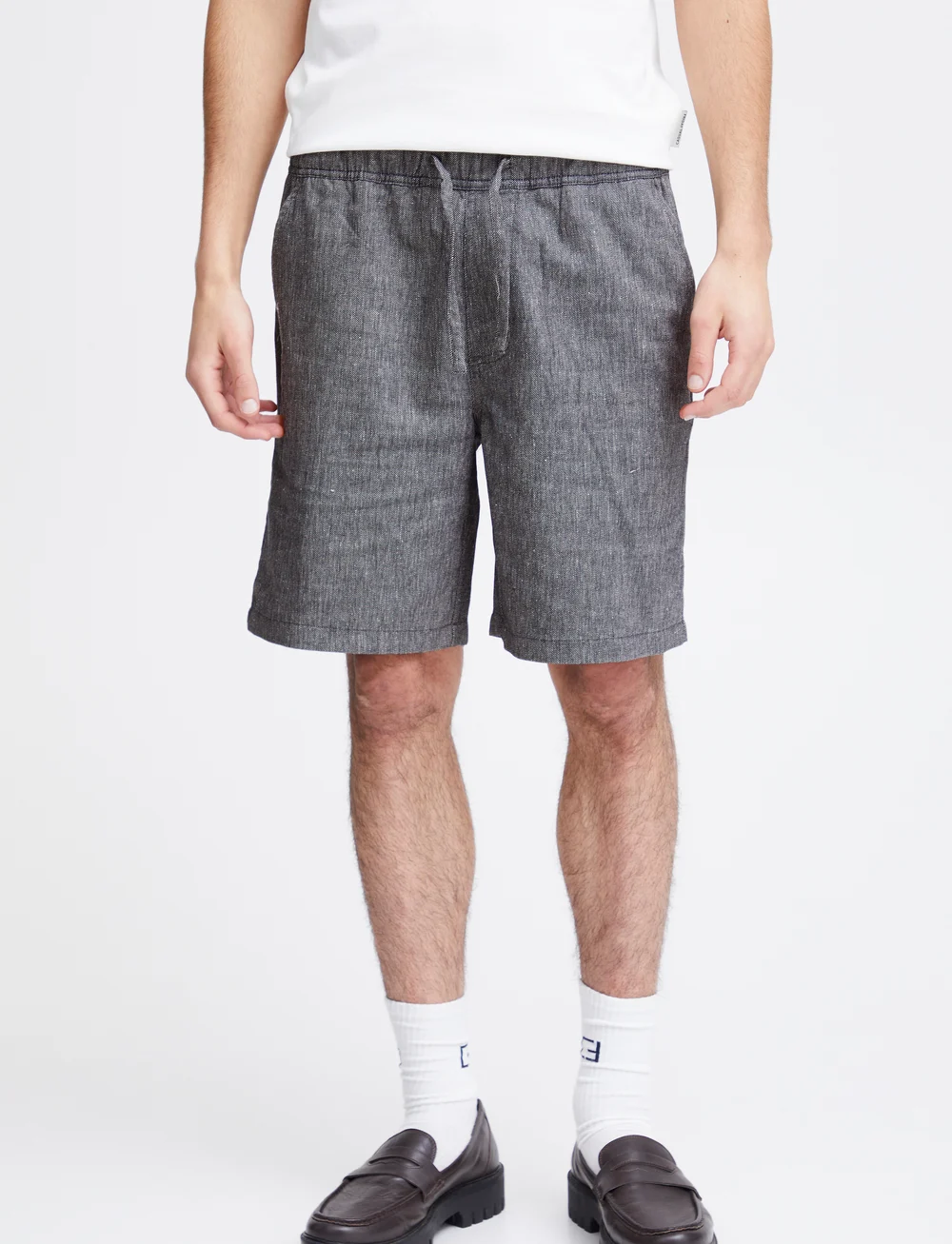 Casual Friday - CFPHELIX 0066 linen mix shorts - linneshorts - dark navy melange - 3