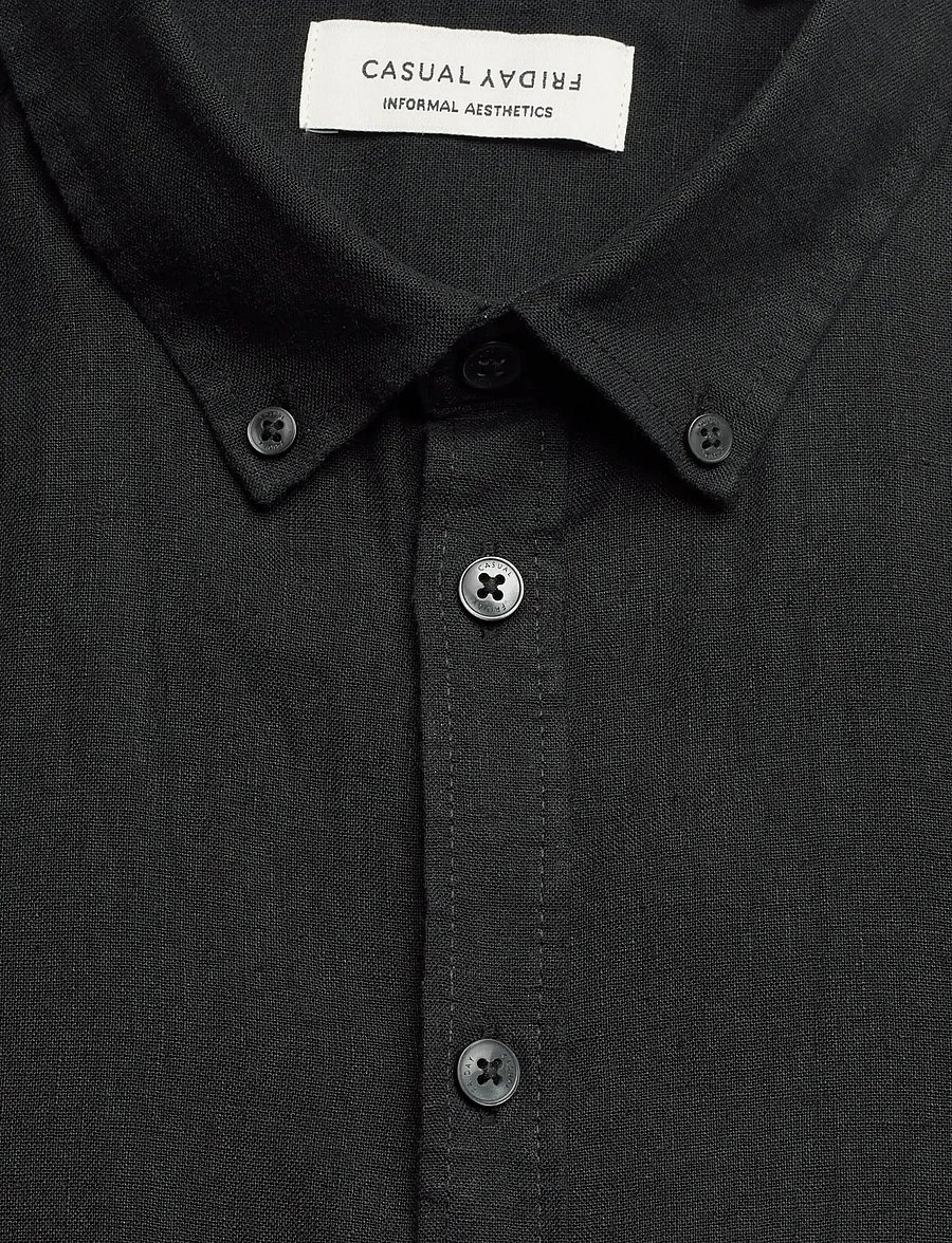 Casual Friday - CFANTON SS LINEN SHIRT - pellavakauluspaidat - black beauty - 2