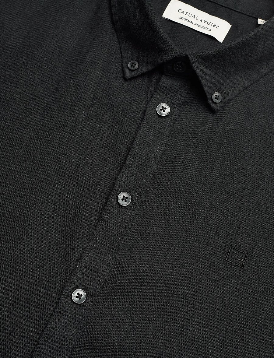 Casual Friday - CFANTON SS LINEN SHIRT - pellavakauluspaidat - black beauty - 3