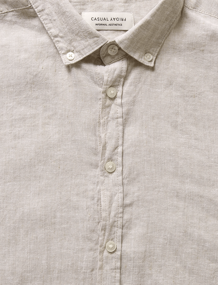 Casual Friday - CFANTON SS LINEN SHIRT - leinenhemden - plaza taupe melange - 2