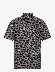 Casual Friday - CFAnton SS flower printed shirt - kortermede skjorter - dark navy - 0
