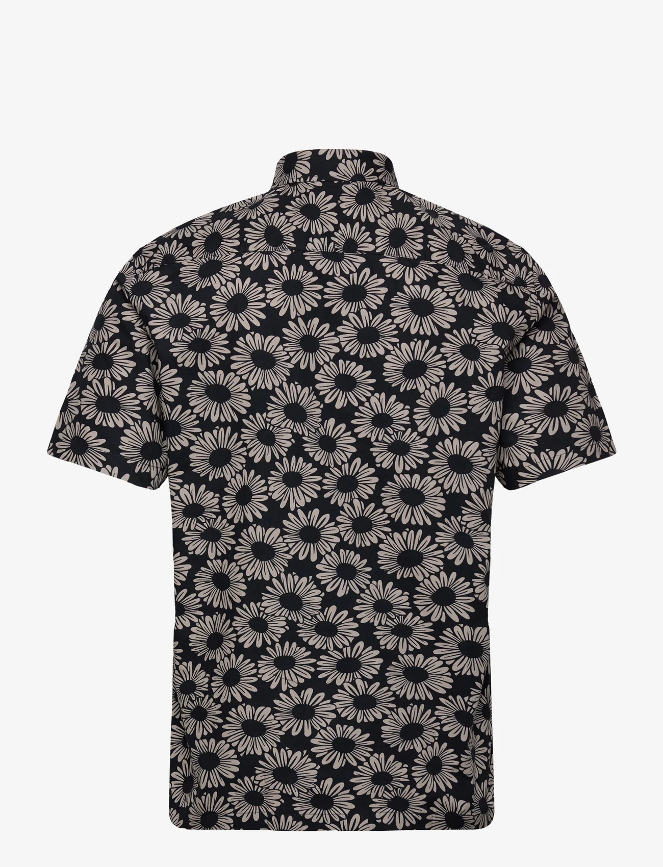 Casual Friday - CFAnton SS flower printed shirt - kortermede skjorter - dark navy - 1
