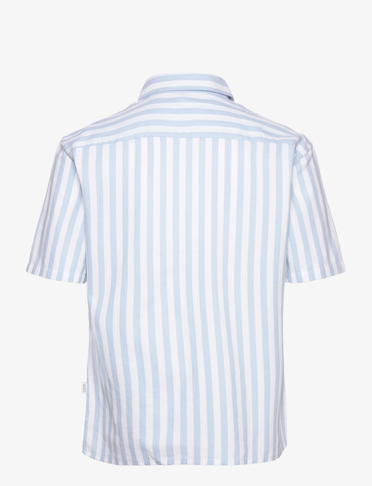 Casual Friday - CFAlvin SS striped waffel shirt - short-sleeved shirts - snow white - 1